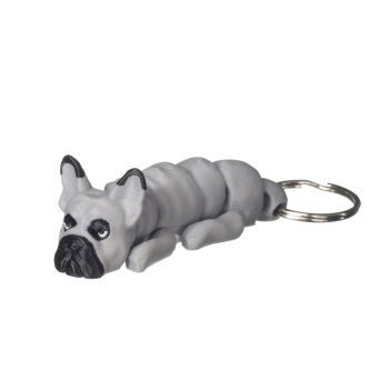 Brelok 3D buldog francuski szary – realistyczny brelok z psem 6,5 cm